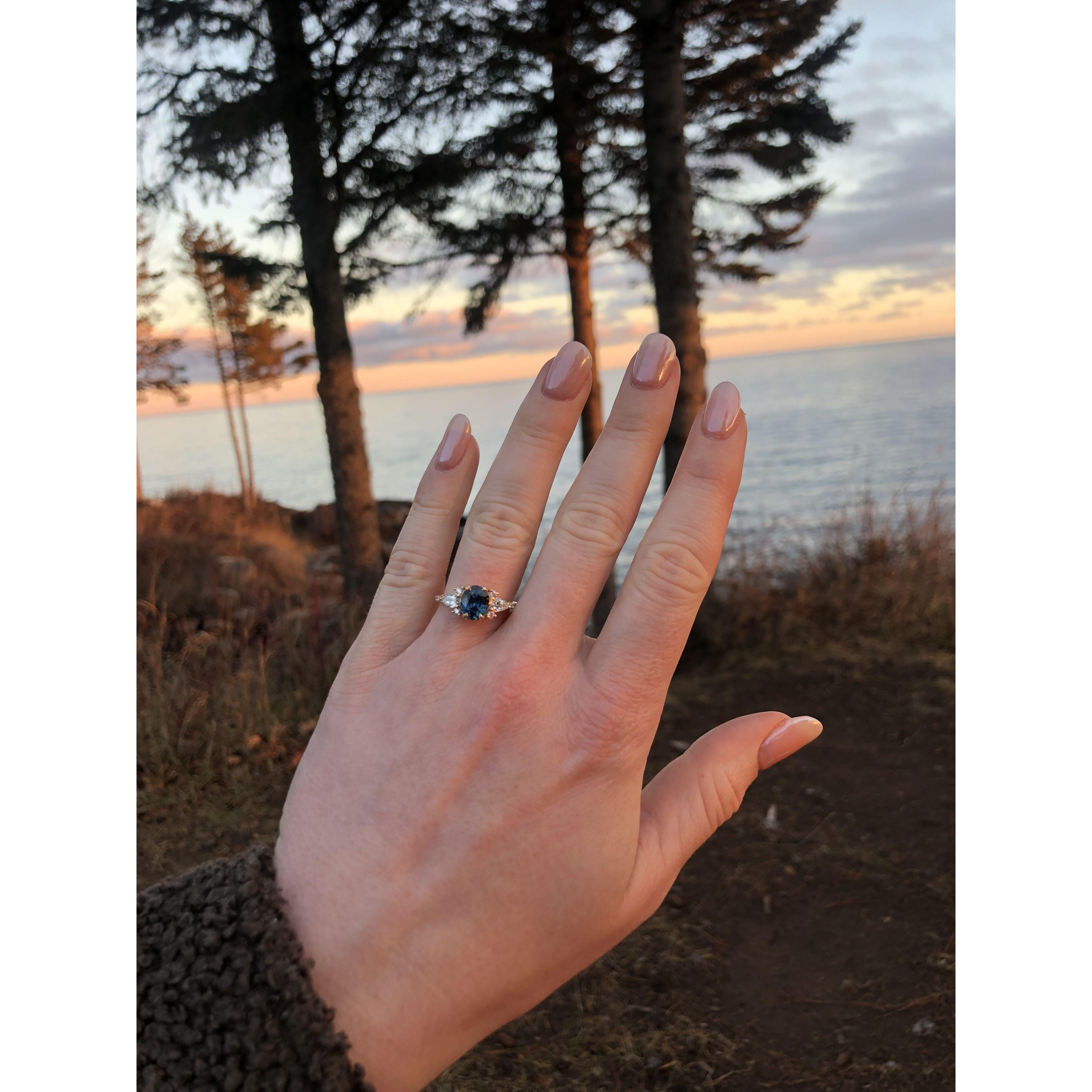 11.2023 We’re engaged! Daniel proposed on the North Shore of Minnesota. It’s one of our favorite places to visit