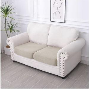 hyha Waterproof Couch Cushion Covers, Washable Sofa Cushion Slipcovers, Thick Stretch Jacquard Fabric, Couch Sofa Covers for Pets with Elastic Bottom (2 Pieces, Taupe)