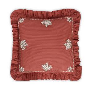 Lily Embroidered Ruffled Pillow Cover