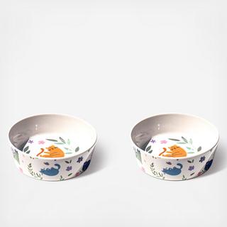 Flower Cats Small Bowl, Set of 2