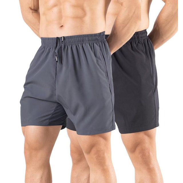 Gaglg Men's 5" Running Shorts 2 Pack Quick Dry Athletic Workout Gym Shorts with Zipper Pockets