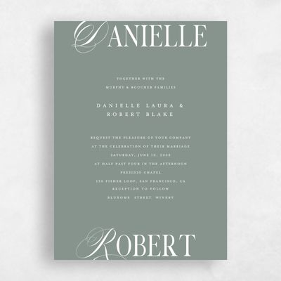 Deep Sage, Green Wedding Invitation - Nevis Classic