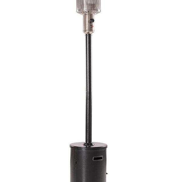 47000 BTU Outdoor Patio Heater With Round Table Design, Double-Layer 304 Stainless Steel Burner and Wheels,Propane Gas Standing Heater,20-Foot Radius, Black Hammered Finish