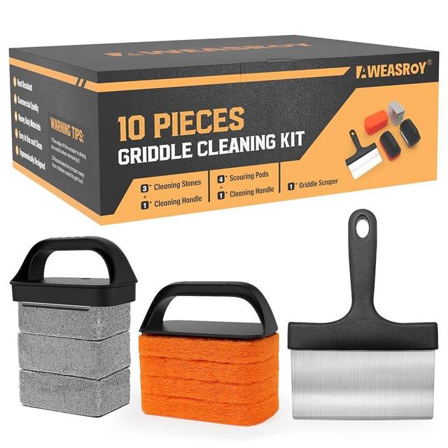 Griddle Cleaning Kit for Blackstone, Flat Top Grill Cleaning Kit with Grill Stone, Griddle Scraper & Griddle Brush Easy to Remove Stain