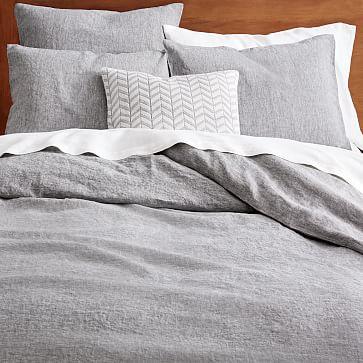 Belgian Flax Linen Melange Duvet Cover, Full/Queen, Slate