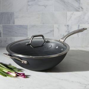 Calphalon Signature Non-Stick 12" Flat Bottom Wok with Lid