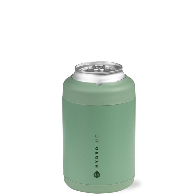 HydroJug Standard Can Cooler - 2-in-1 Insulated Can Cooler Cup - Stainless Steel Can Holder with Non-Slip Rubber Base - Screw-Top Lid - Dishwasher Safe - 12oz, Sage