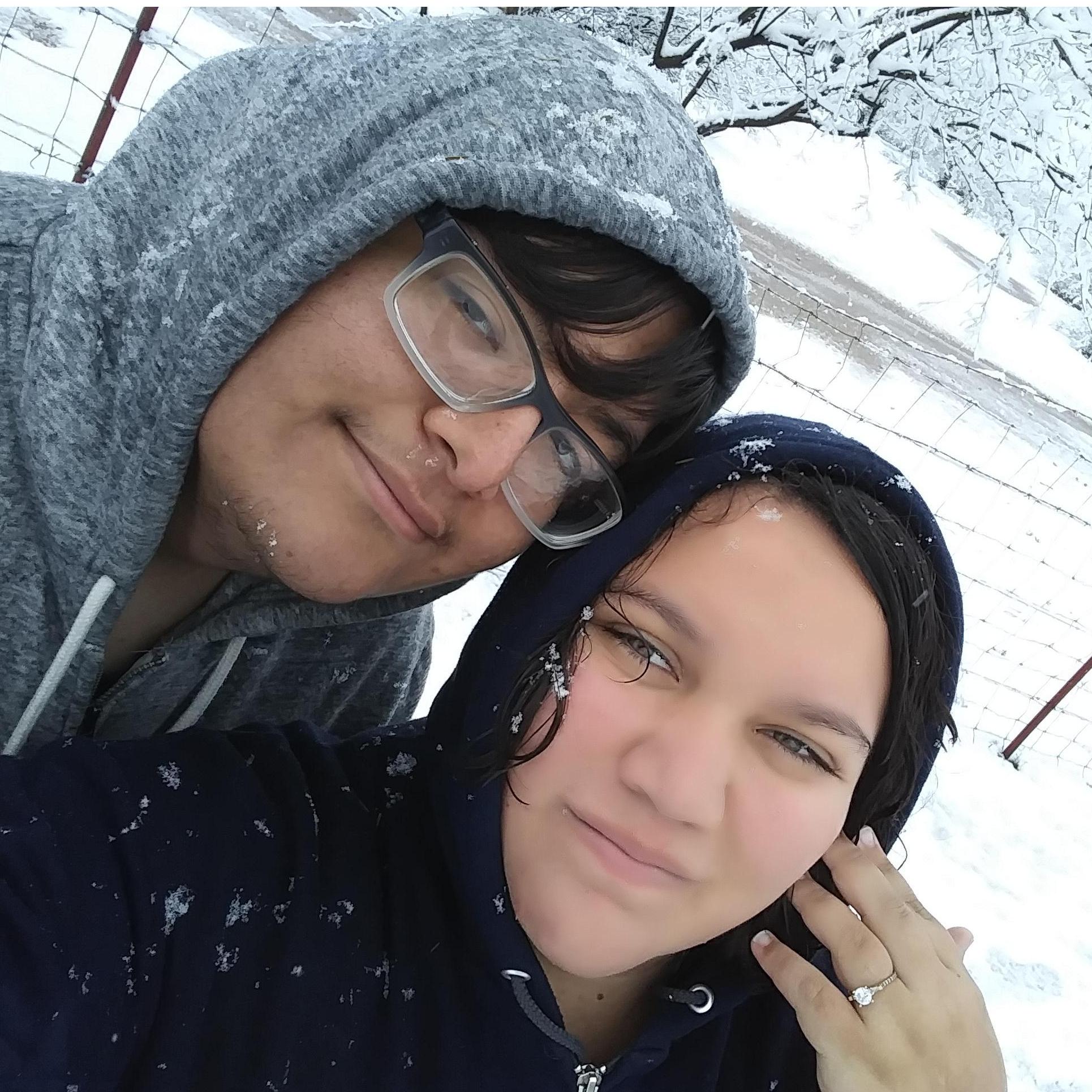This was when in snowed so hard on rodeo break and it looked like a winter wonderland in his backyard