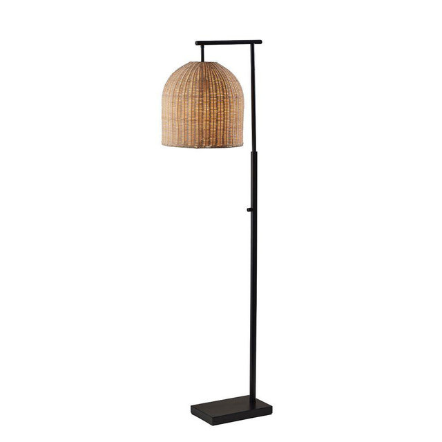 Louisa Floor Lamp, 58"H, Dark Bronze/Light Rattan