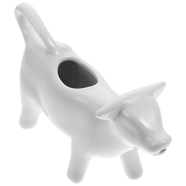 Angoily Ceramic Creamer Coffee Milk Creamer Pitcher Animal Cow Shaped Serving Pitcher Sauce Pitcher Milk Creamer Jug for Kitchen,1PCS