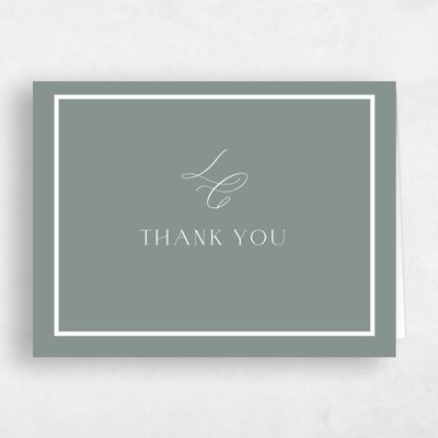 Green Monogram Wedding Thank You - Artvin Landscape