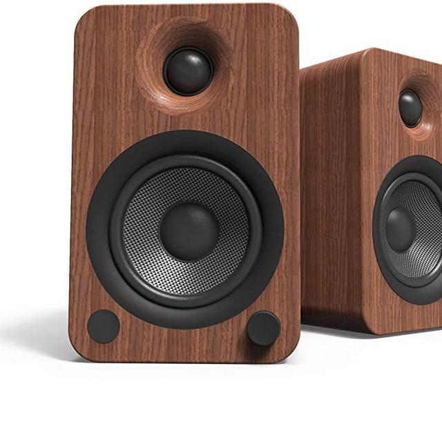 Kanto YU4 140W Powered Bookshelf Speakers with Bluetooth and Phono Preamp | Walnut | Pair