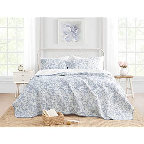 Laura Ashley Home - Amberley Collection - Luxury Premium Ultra Soft Quilt Set, Comfortable and Stylish, Perfect for All Seasons, Queen, Spa Blue