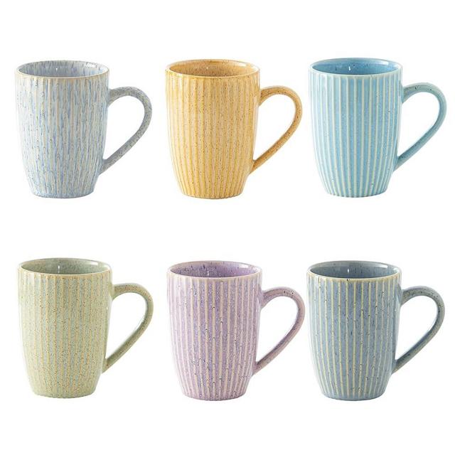 Yundu 16 oz Coffee Mugs Set of 6, Large Coffee Cups, Ceramics Mug with Handle, Cups foe Latte, Tea, Cappucino - Assorted Colors