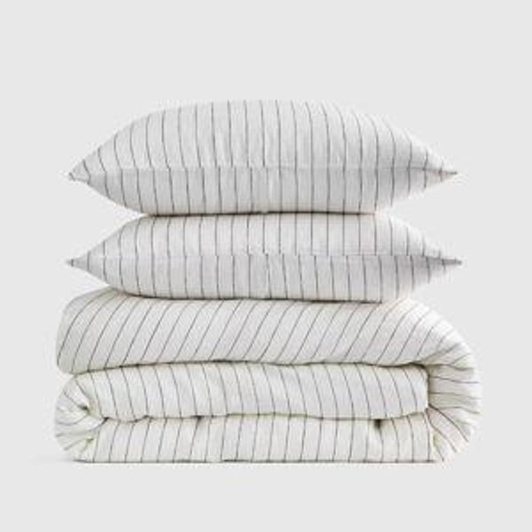 Linen Duvet Cover Set | Quince in Pencil Stripe