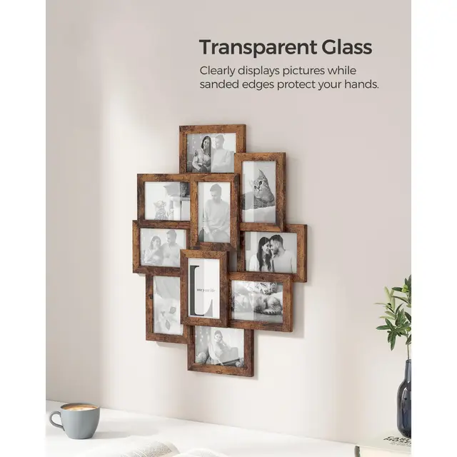 Collage Picture Frames, 4x6 Picture Frames Collage for Wall Decor, 10 Pack Photo Collage Frame for Gallery, Rustic Brown