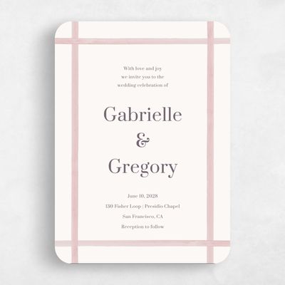 Pink Rounded Wedding Invitation - Harbor Portrait