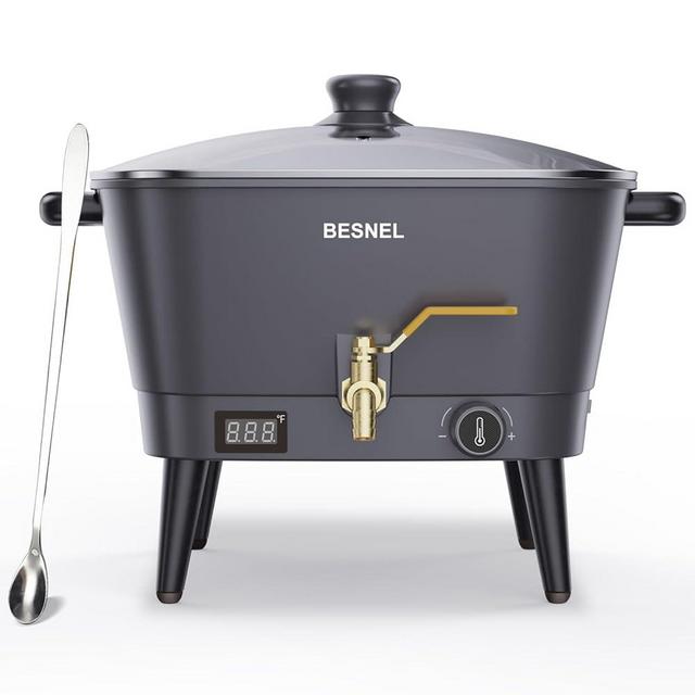 VOISEN BESNEL Wax Melter for Candle Making, Electric Non-Stick Wax Melter Holds 8Qts of Wax,Soy Wax for or Soap Business Candle Making with Heat Resistant Handle & Brass Spout,Temp Control (Black)