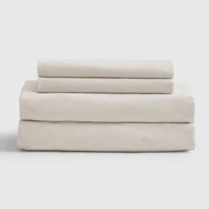 Classic Organic Percale Sheet Set in Color Sand and Size King with the Flat Sheet