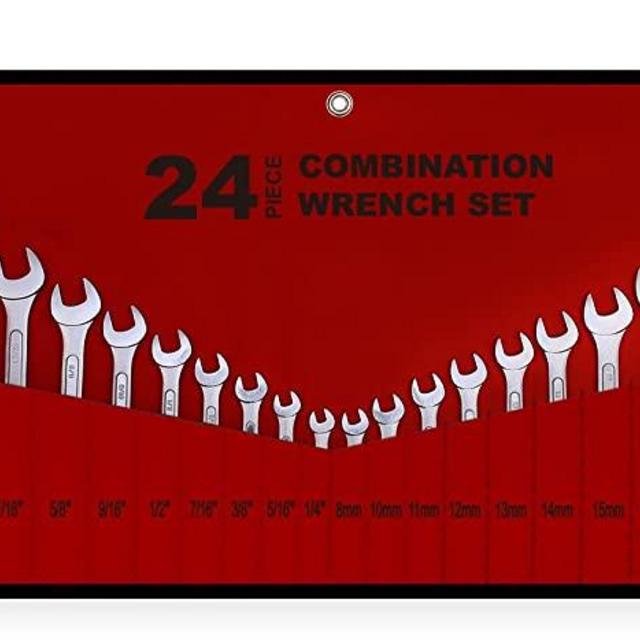 Best Value 24-Piece Master Combination Wrench Set with Roll-up Storage Pouch | SAE 1/4” to 1” & Metric 8mm to 24mm
