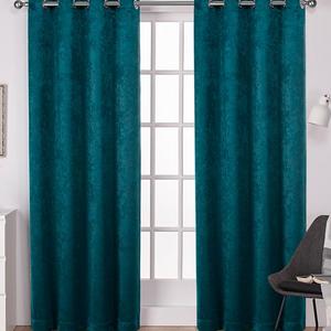 Peacock Blue Twill Curtain Panel - Set of Two