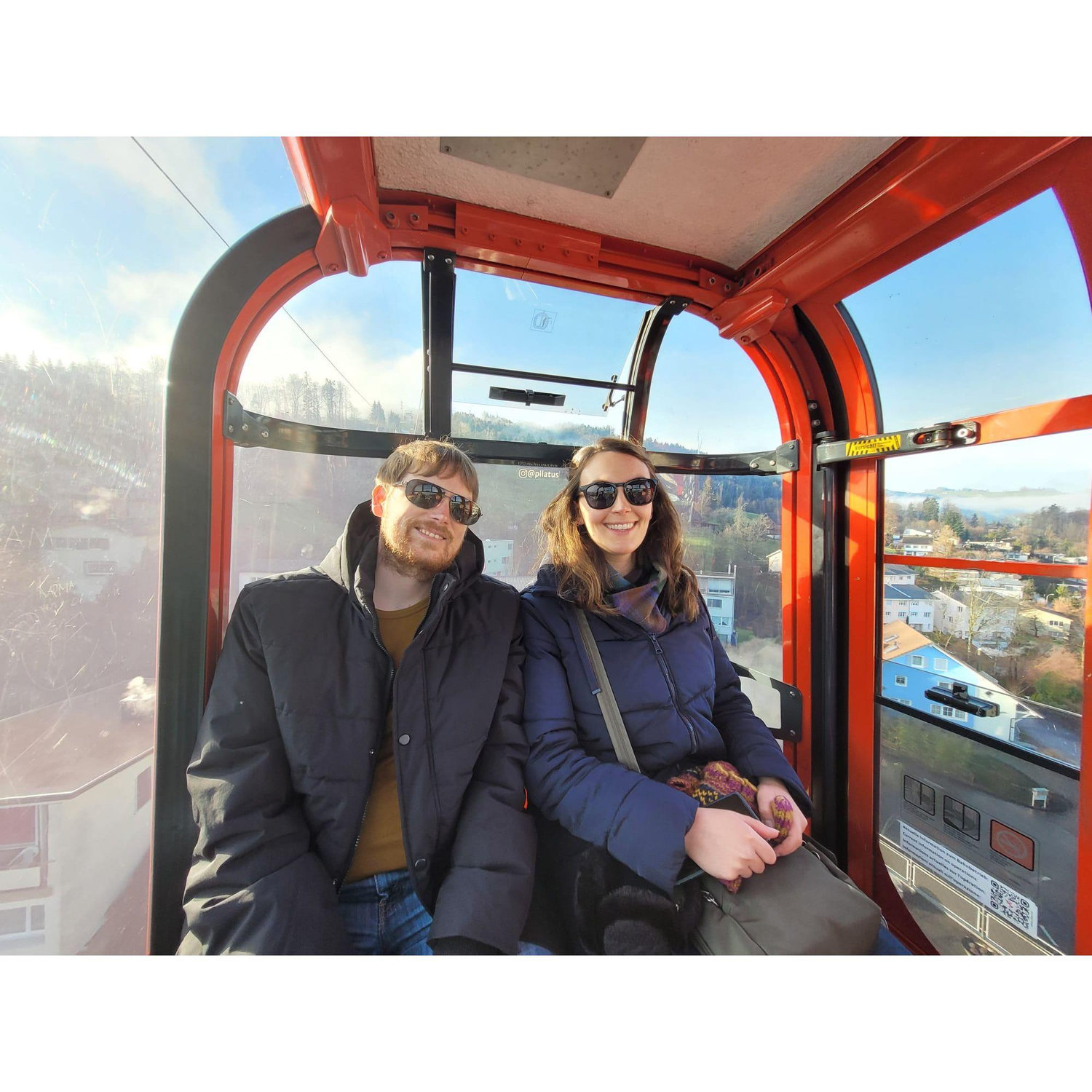 On the gondola up to Mount Pilatus in Switzerland.