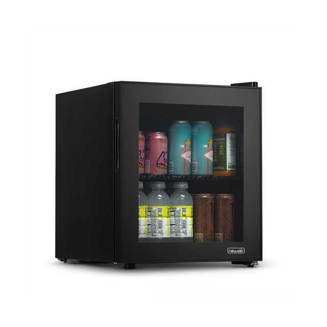 Newair 60 Can Beverage Fridge with Glass Door, Small Freestanding Mini Fridge in Black, Perfect for Beer, Snacks or Soda