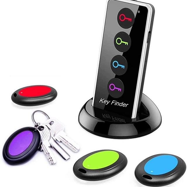 Key Finder, Reyke 80dB Remote Finder Wireless RF Item Locator w/ 130ft Working Range in Open Space LED Flashlight for Keys, Wallet, Phone and Pet Tracker(RF Transmitter, 4 Receivers)