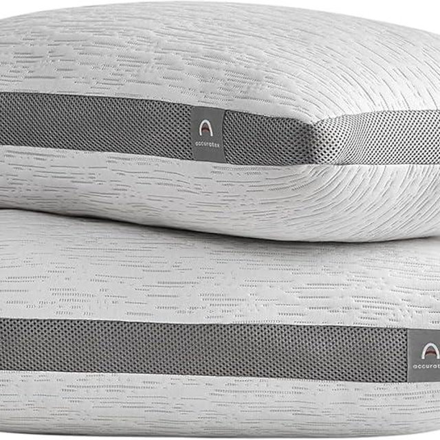 ACCURATEX Pillows Queen Size Set of 2, Rayon Derived from Bamboo Removable Cover, Shredded Memory Foam Pillow with Down Alternative Fill (Adjustable), Supportive Pillows for Side Back Sleepers