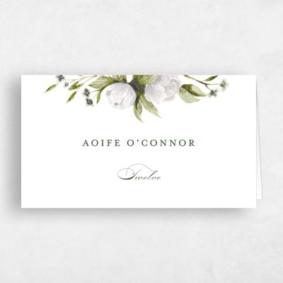 White Wedding Place Card - Cordova