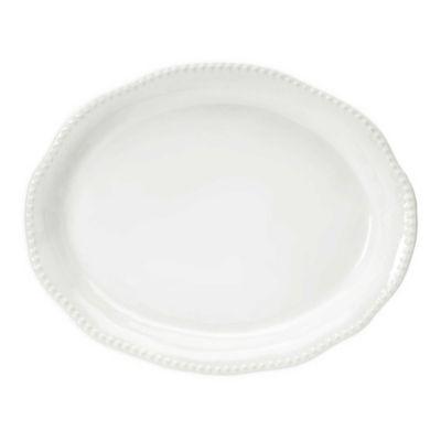 Modern Farmhouse Organic Bead 18-Inch Oval Platter in White