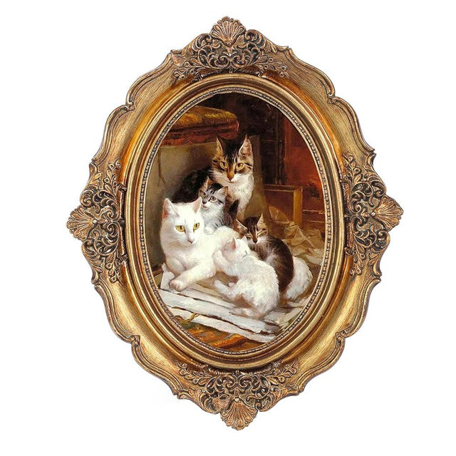 SIKOO Vintage Picture Frame 5x7 Oval Picture frame Tabletop and Wall Mount Display Victorian Wall Art Antique Home Decor Bronze Gold