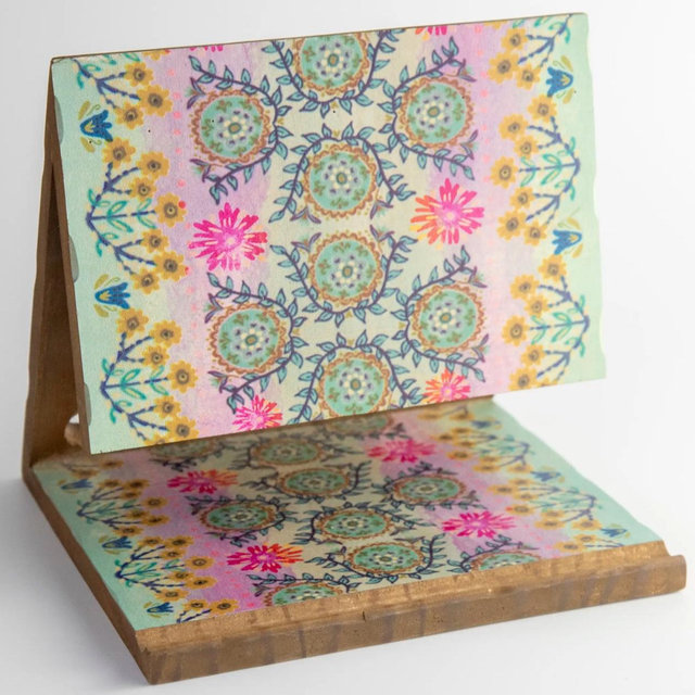 Wooden Book Rest - Light Turquoise Mandala