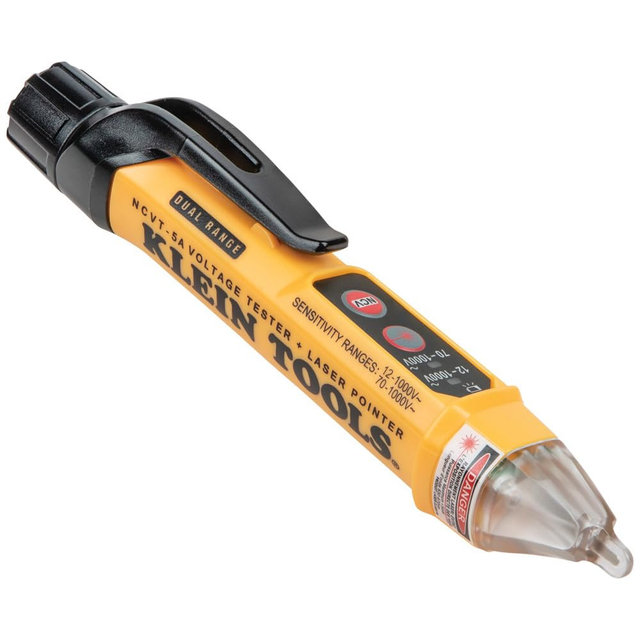 Klein Tools NCVT-5A Voltage Tester, Non-Contact Dual Range Voltage Tester Pen with Integrated Laser Pointer and Visual and Audible Alerts