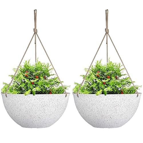 Large Hanging Planters for Indoor Plants,Speckled White Hanging Flower Pots(13.2",Set of 2)