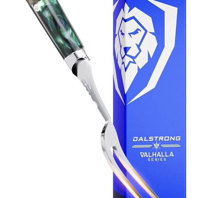 Dalstrong Meat Fork - 7.7 inch - Valhalla Series - High Carbon Steel BBQ - Professional Barbecue Carving Fork- Celestial Resin & Wood Handle - Kitchen Utensils - Two Pronged Fork