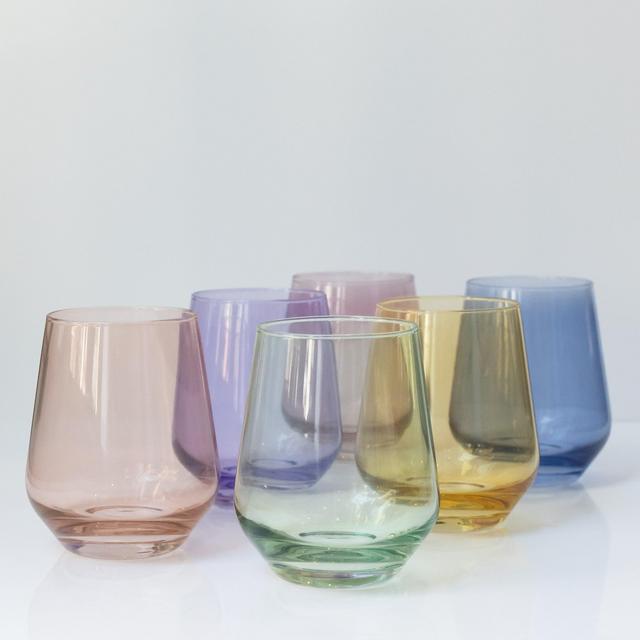 Estelle Colored Wine Stemless Set of 6 (Pastel Mixed Set)