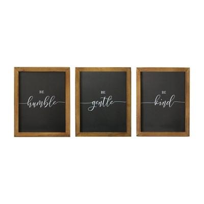 (Set of 3)&#34;Be&#34; Wall Art Black - Stratton Home Decor