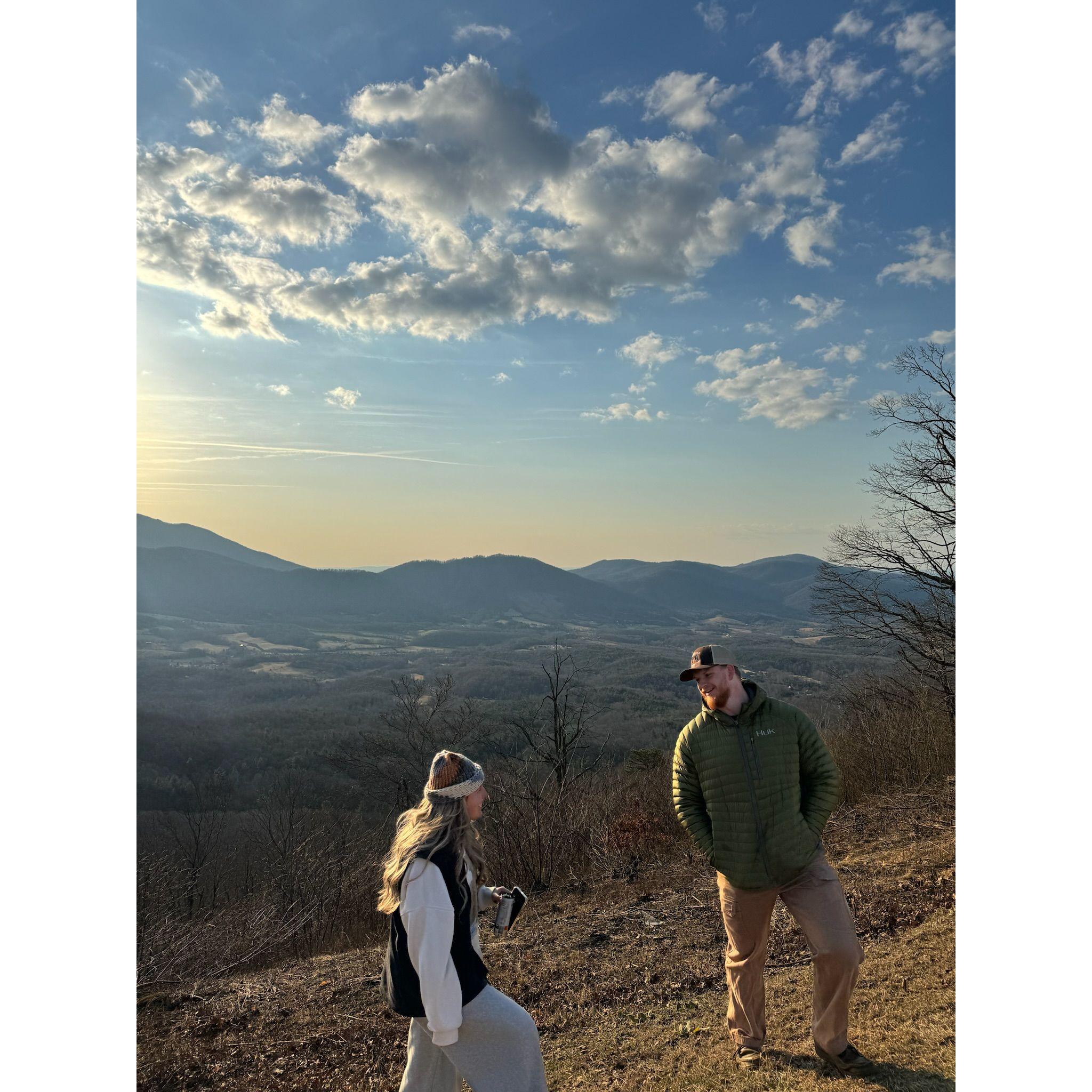 February 26, 2024
John came with my friends and I to watch the sunrise on the Blue Ridge Parkway. They hinted to him that I might be interested and took this candid of us in conversation.