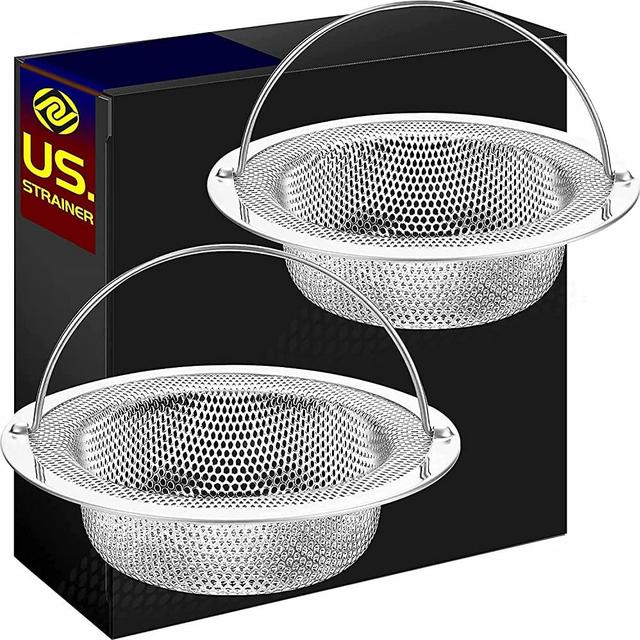 Sink Drain Filter, 4.5 Inch Diameter, German Stainless Steel Kitchen Sink Filter, Wide Side, Fits Most Sink Drain, Non-Rust, Heavy Duty, Anti-Clog (Stainless Steel)