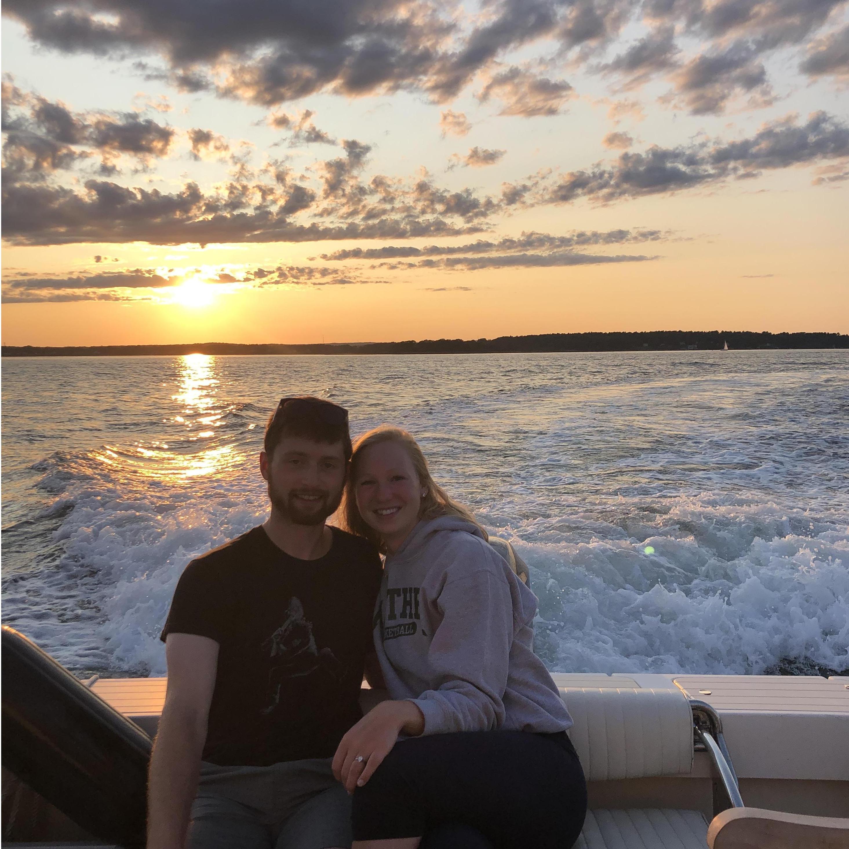 August 1, 2019 - our engagement day! This picture was taken off the coast of Portland, ME - we saw many seals, 2 bald eagles, and many other creatures! This was a wonderful start for forever!