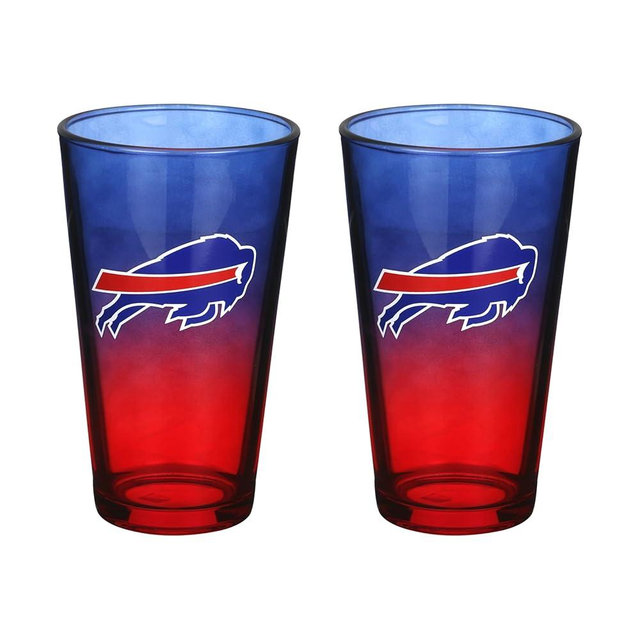The Memory Company Officially Licensed NFL 2-Pack 16oz Ombre Pint Glass Set, Licensed Team Drinkware, Stylish Gameday Glassware, Team Logo