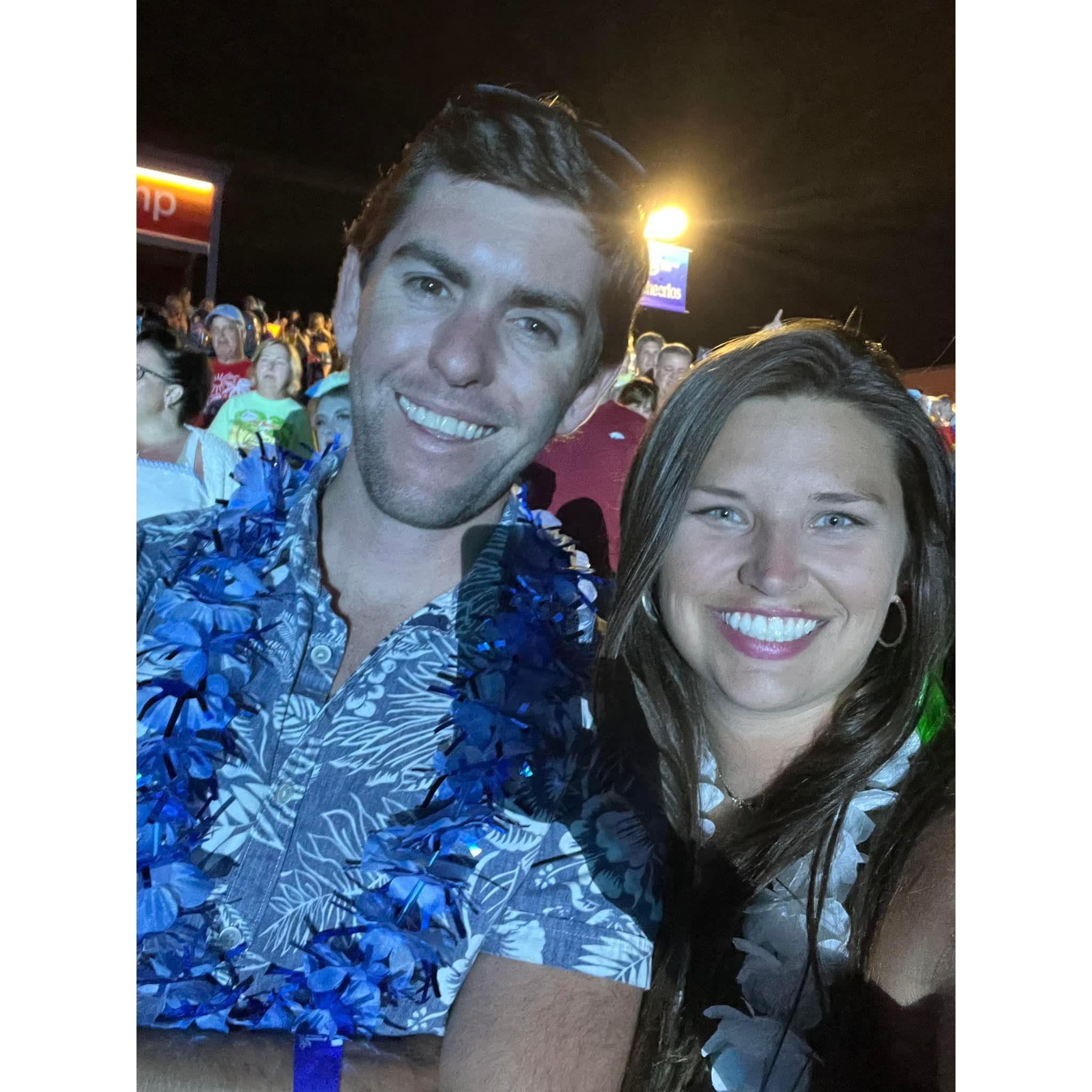 Anxiously waiting to sing "Pirate Looks at Forty" at a Jimmy Buffett concert