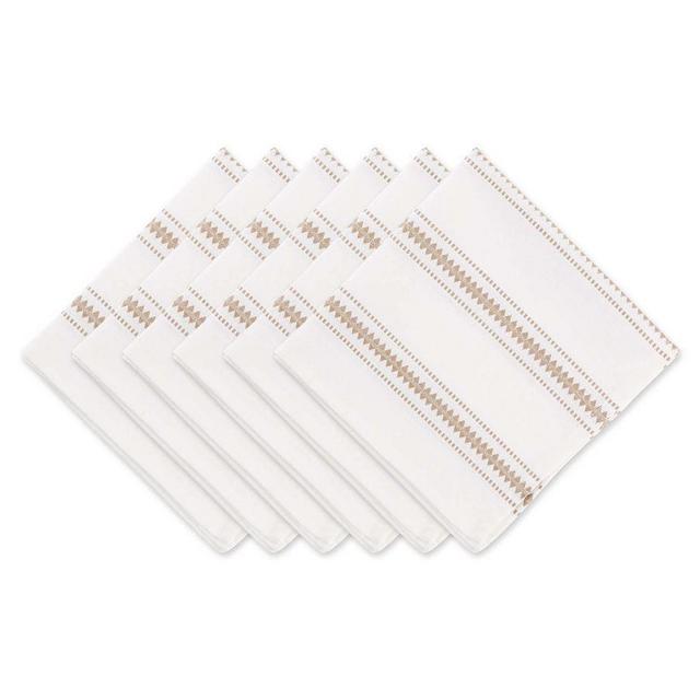 Zig Dobby Striped Cotton Napkins, Set of 6 - Stone