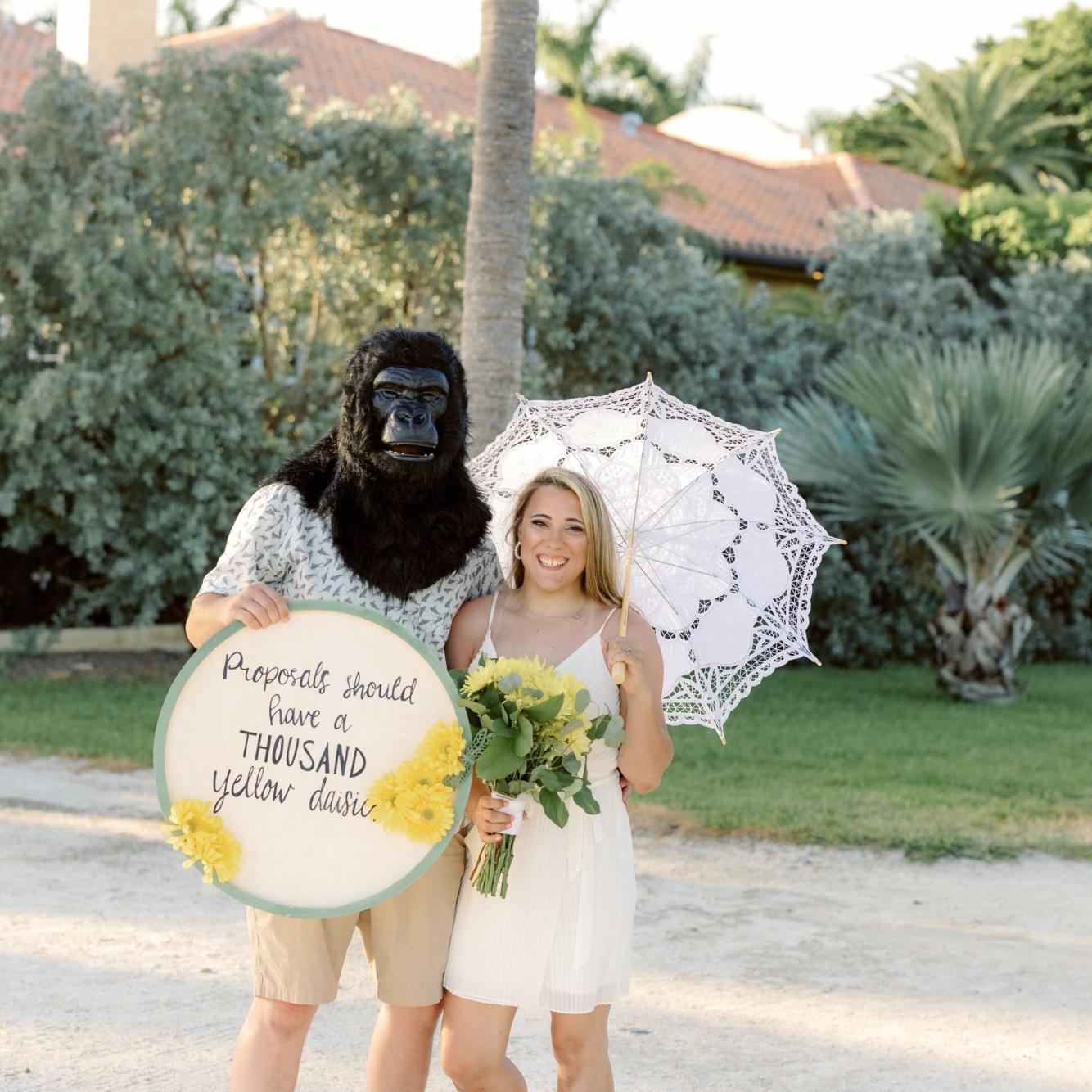 It’s not a real proposal unless there’s a gorilla mask