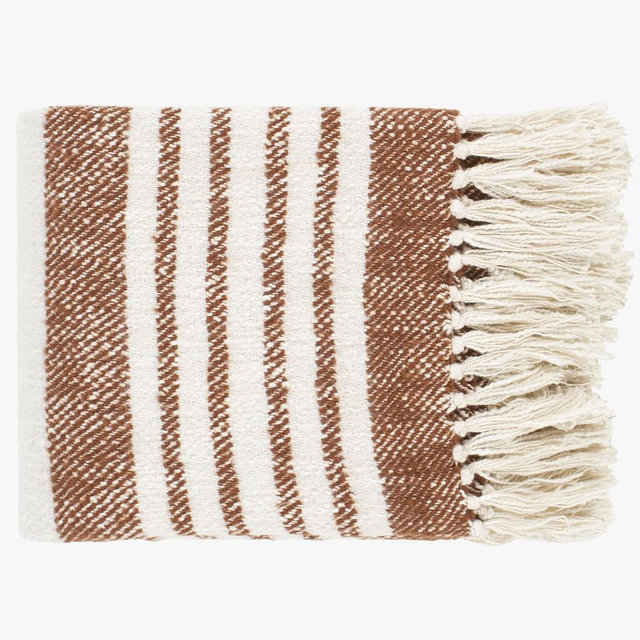 Lallie Handwoven Throw, Brown/Cream, 50" x 60"