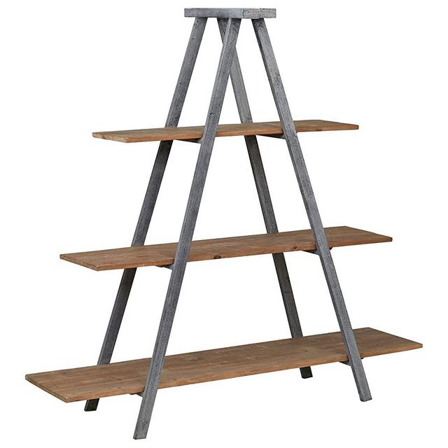 Stone & Beam Bryson A-Frame Bookcase Shelf Stand, 70.7"W, Wood and Iron