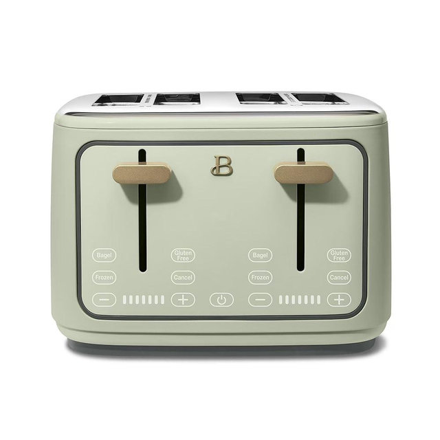 4 Slice Toaster with Touch Control Panel, 1800W Fast Heating, 7 Toast Shade Levels, Extra Wide Slots for Bagels, Removable Crumb Tray (Sage Green)