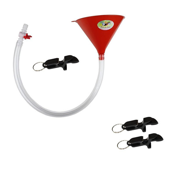 Beer Bong Funnel with Valve and 2 Pack shotgunning Tool Bundle