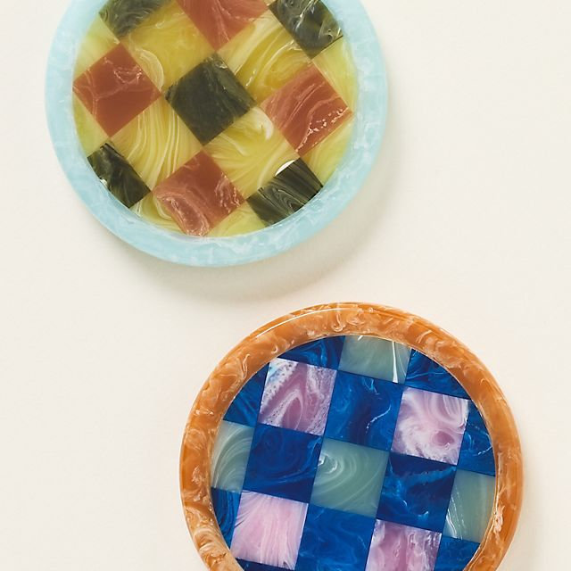 Polka Dot Resin Coasters, Set of 2